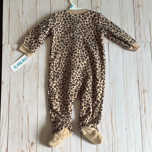 NWT Carter's Leopard Print Cheetah Face Feet Fleece Girls Sleeper SZ 6M - Picture 7 of 7